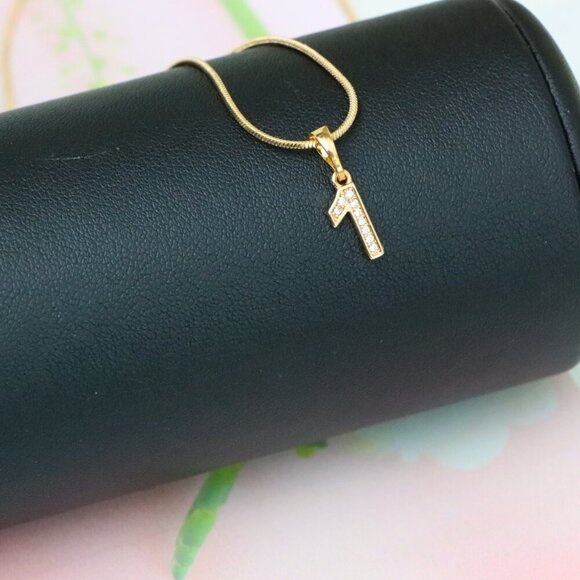 "Rose Gold Number 1 Pendant with Crystals – 18K Gold Plated Charm, XPPT1341 - Picture 13 of 13